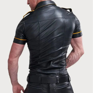 Police Style Leather Shirt - TheBougees