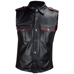 Sleeveless Leather Shirt For Men With Unique Design - TheBougees
