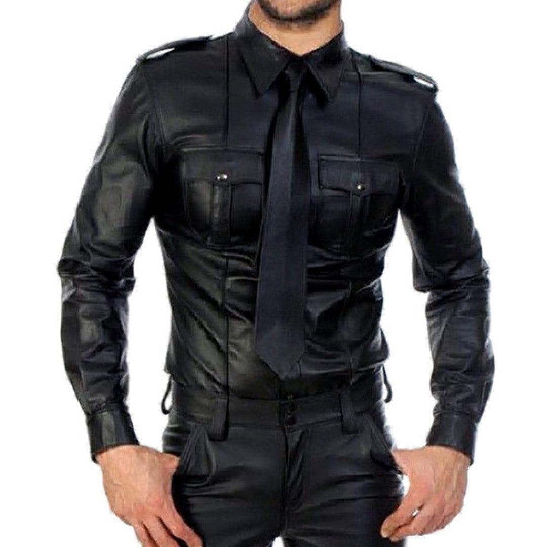 Biker Style Men's Leather Shirt With Classy Design - TheBougees