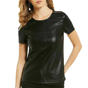 Stylish Leather Shirts For Women With Shoulder Zip Closer - TheBougees