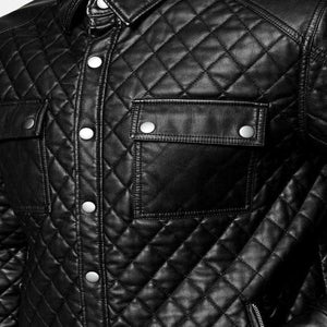 Men Leather Shirts In Quilted Design - TheBougees