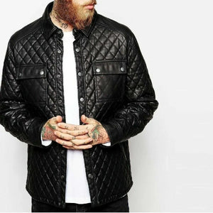 Men Leather Shirts In Quilted Design - TheBougees