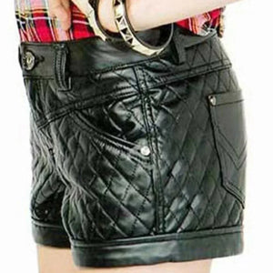 Quilted Leather Shorts For Women - TheBougees