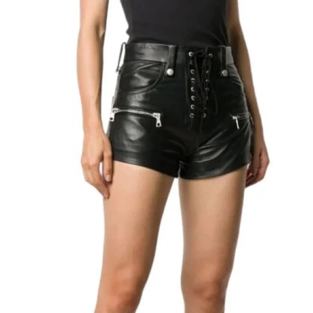 Pure Lamb Skin Classy Leather Shorts For Women - TheBougees