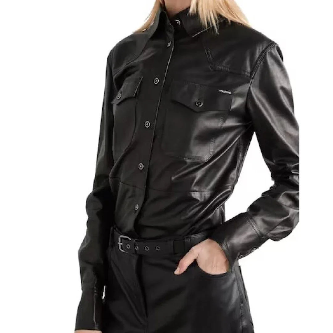 Women Leather Shirts Made With Sheep Leather - TheBougees