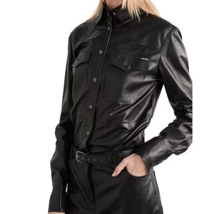 Women Leather Shirts Made With Sheep Leather - TheBougees