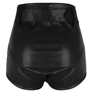Leather Shorts With Full Zip Closer - TheBougees
