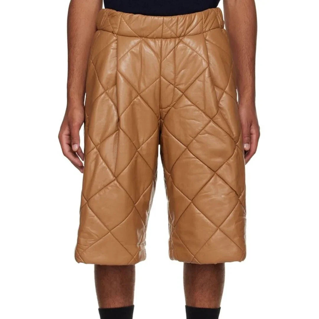 Quilted Leather Shorts For Men - TheBougees