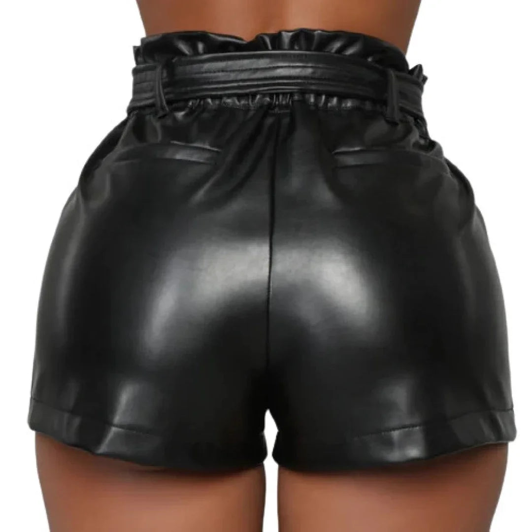 Leather Shorts With Unique Hook & Loop Design - TheBougees