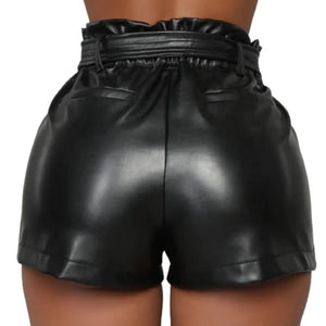 Leather Shorts With Unique Hook & Loop Design - TheBougees