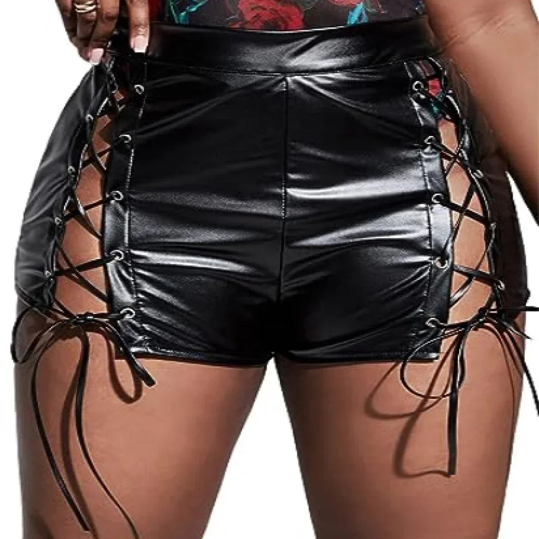 Stylish Leather Shorts For Women With Lace Style - TheBougees