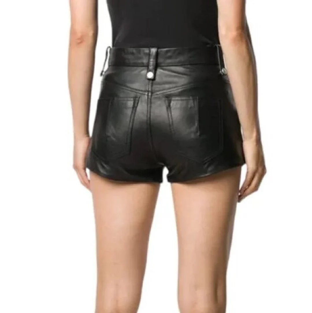 Pure Lamb Skin Classy Leather Shorts For Women - TheBougees