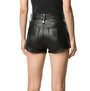 Pure Lamb Skin Classy Leather Shorts For Women - TheBougees