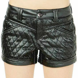 Quilted Leather Shorts For Women - TheBougees