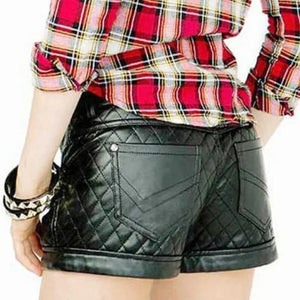 Quilted Leather Shorts For Women - TheBougees