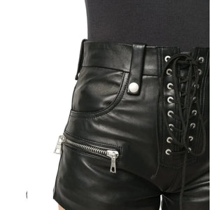 Pure Lamb Skin Classy Leather Shorts For Women - TheBougees