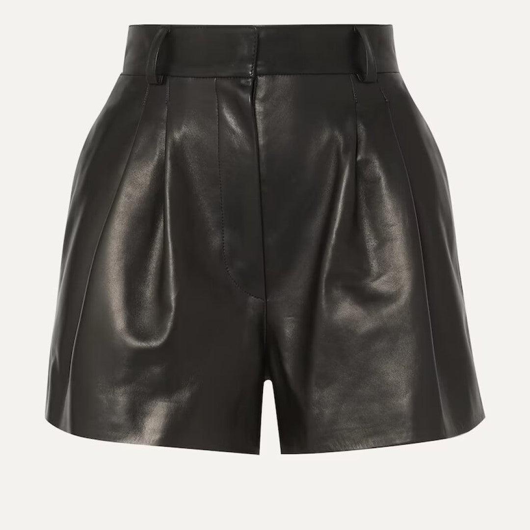Biker Style Pure Leather Shorts For Women - TheBougees