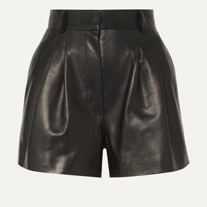 Biker Style Pure Leather Shorts For Women - TheBougees