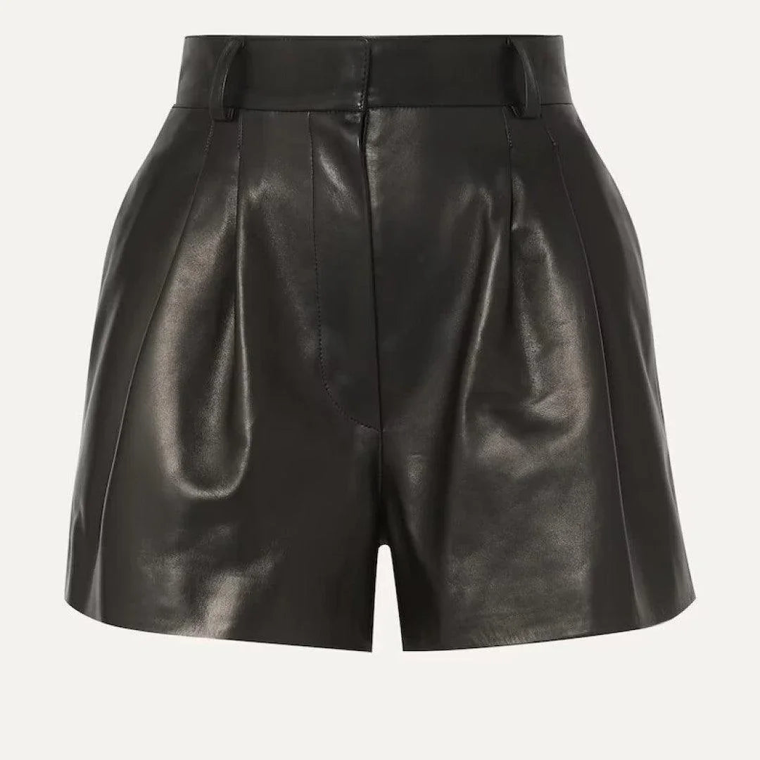 Biker Style Pure Leather Shorts For Women - TheBougees