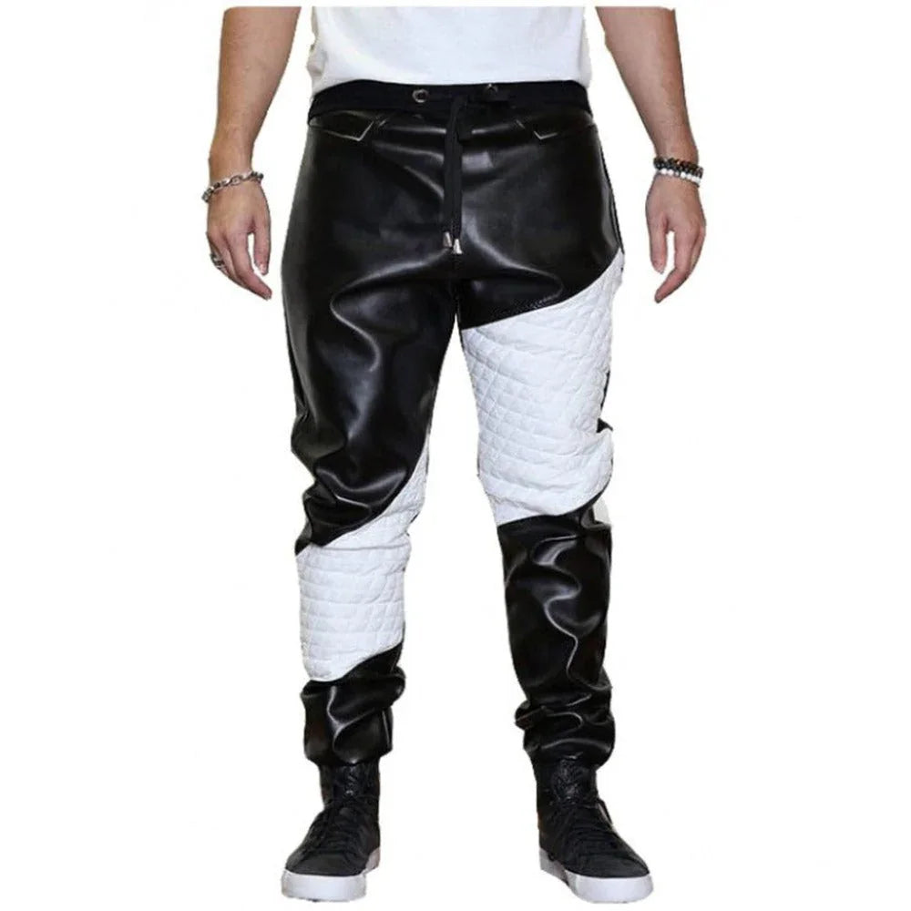 Soft Leather Trousers With White Quilted Cow Leather Contrast - TheBougees
