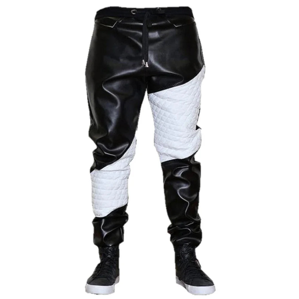 Soft Leather Trousers With White Quilted Cow Leather Contrast - TheBougees
