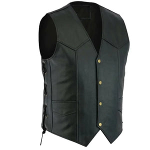 Leather Vest For Men's With A Beautiful Side Lace Design - TheBougees