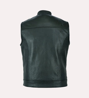 Leather Vest Front Zipper Clousre - TheBougees