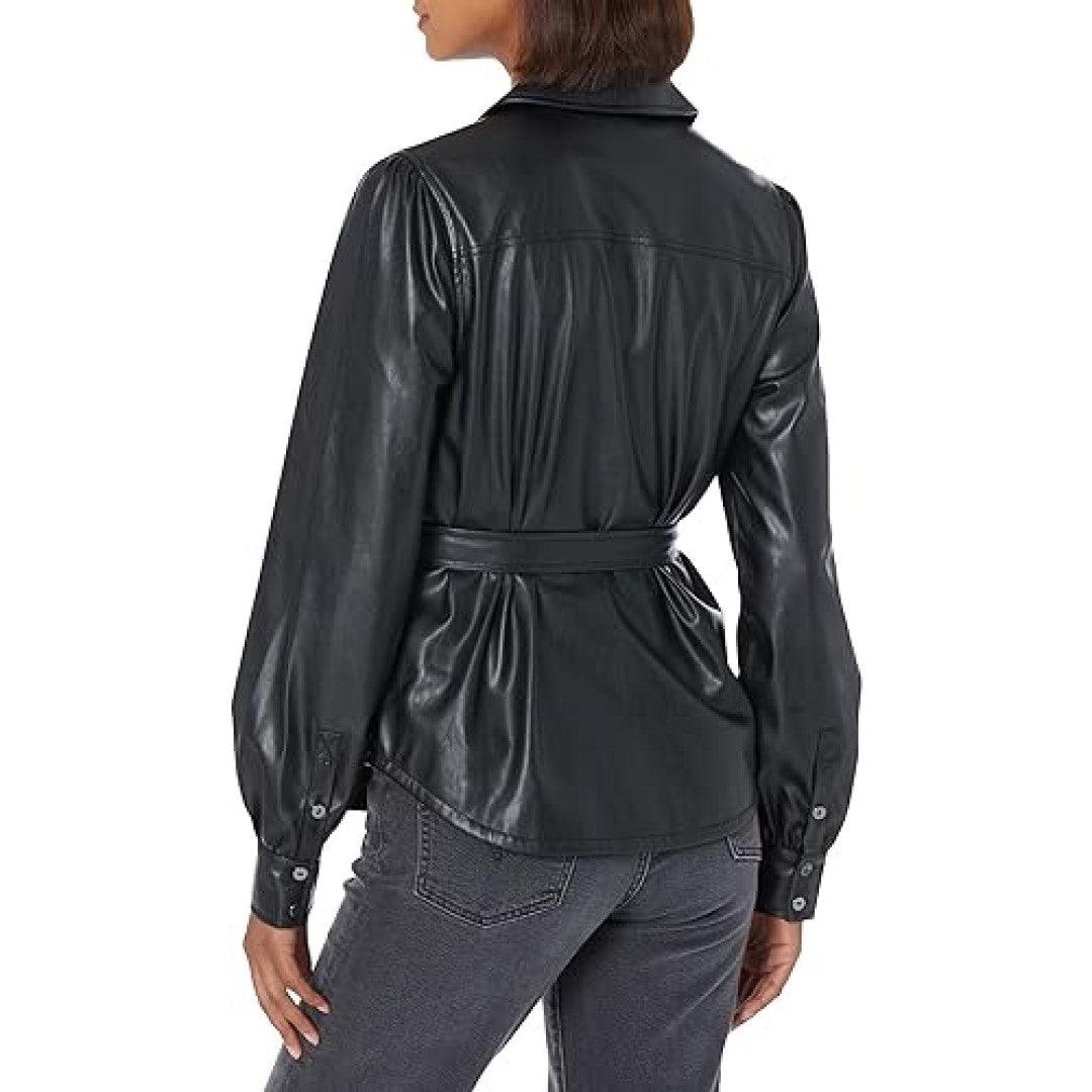 Leather Shirts Women With Full Button Closer And Hook&Loop Closer - TheBougees