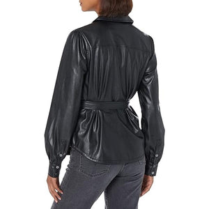 Leather Shirts Women With Full Button Closer And Hook&Loop Closer - TheBougees