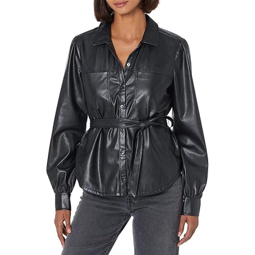 Leather Shirts Women With Full Button Closer And Hook&Loop Closer - TheBougees