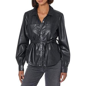 Leather Shirts Women With Full Button Closer And Hook&Loop Closer - TheBougees