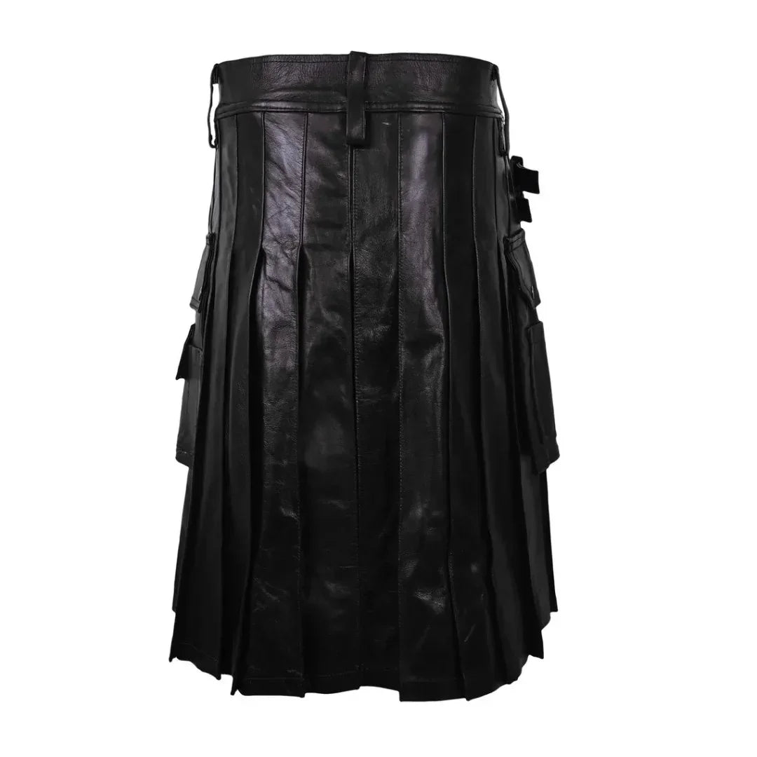 Genuine Leather Utility Kilt for Men – Black & Brown