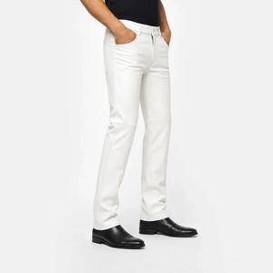 mens white leather pants MP 97004 28 28