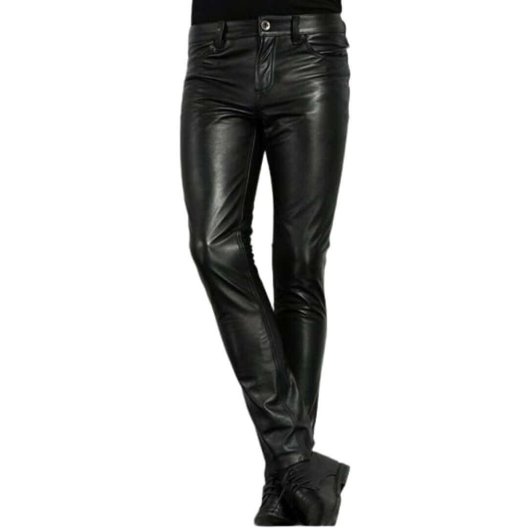 Biker Style Lamb Skin Leather Pants - TheBougees