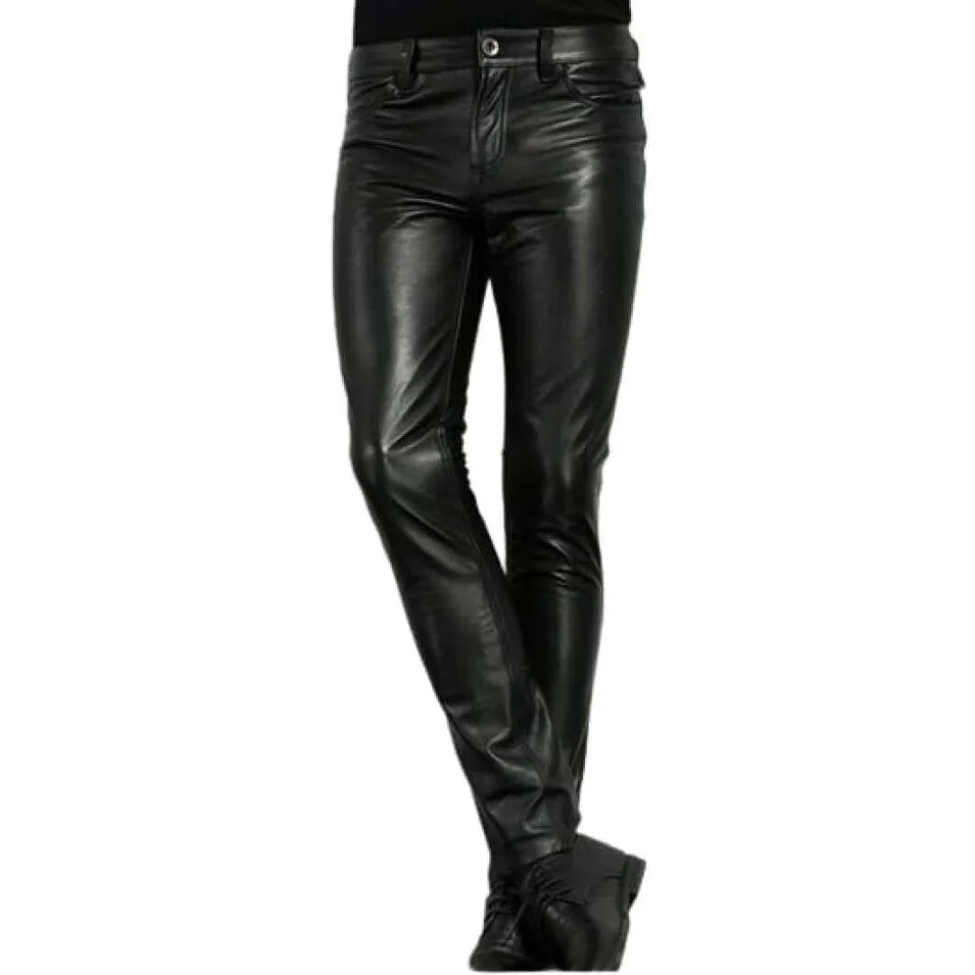 Biker Style Lamb Skin Leather Pants - TheBougees