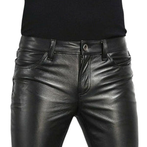 Biker Style Lamb Skin Leather Pants - TheBougees