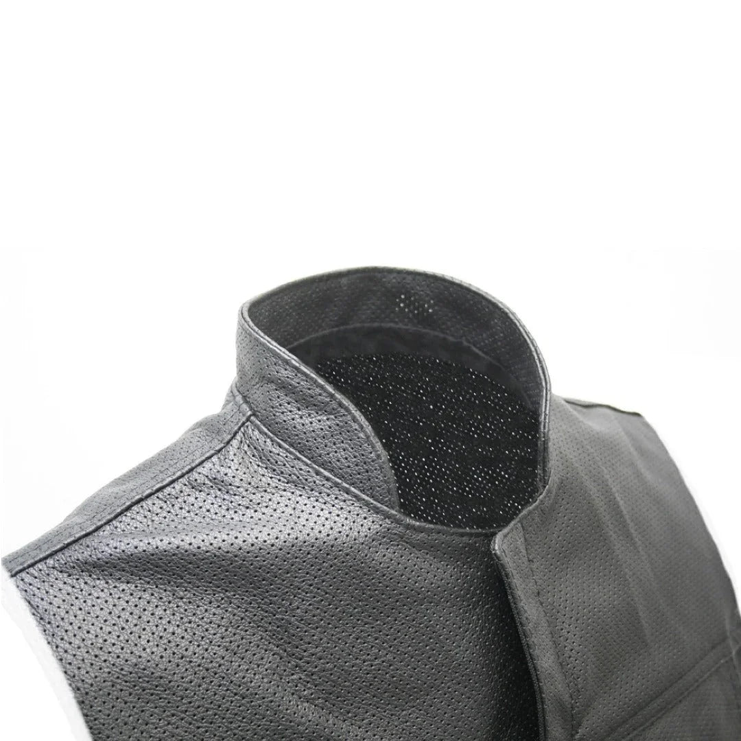 Men's Perforated Biker Leather Vests - TheBougees