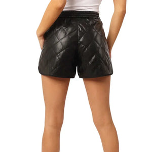 Quilted Leather Summer Shorts Women - TheBougees