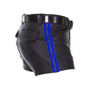 502 Leather Shorts With Stripes - TheBougees