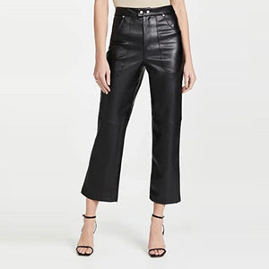 Soft Leather Trouser Draw Pants For Women - TheBougees