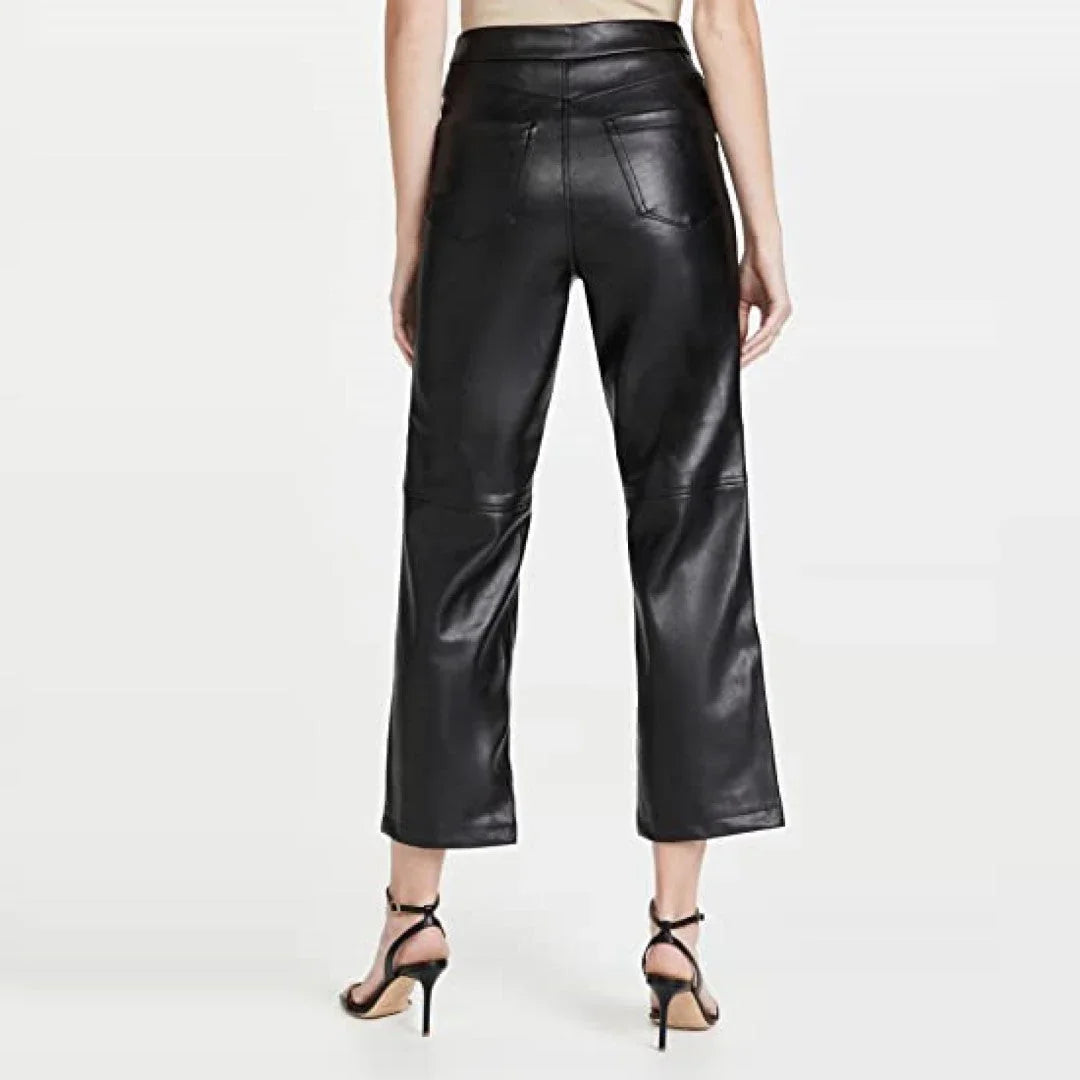 Soft Leather Trouser Draw Pants For Women - TheBougees