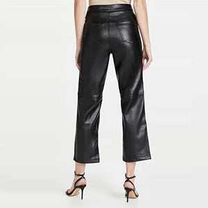 Soft Leather Trouser Draw Pants For Women - TheBougees