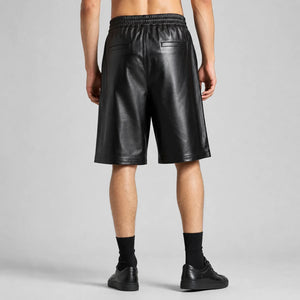 mens black leather bermuda shorts MLS 81000 28