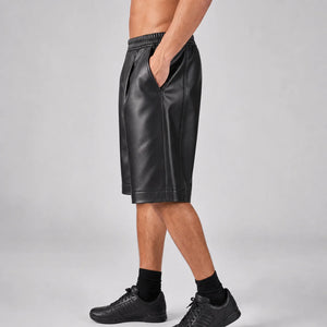 mens black leather bermuda shorts MLS 81000 28