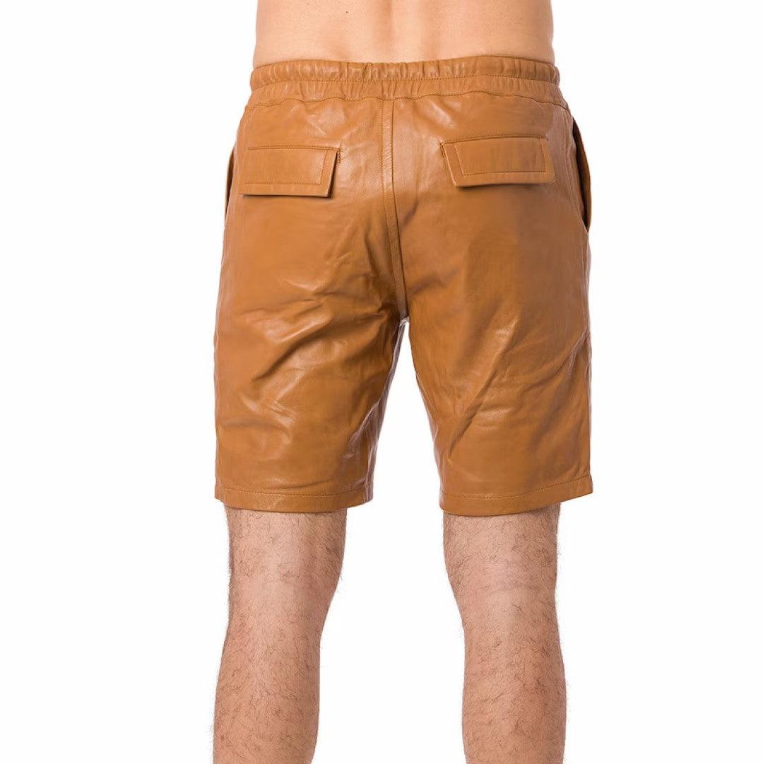 Classy Leather Shorts For Men In Hook & Loop Closer - TheBougees