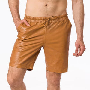 Classy Leather Shorts For Men In Hook & Loop Closer - TheBougees