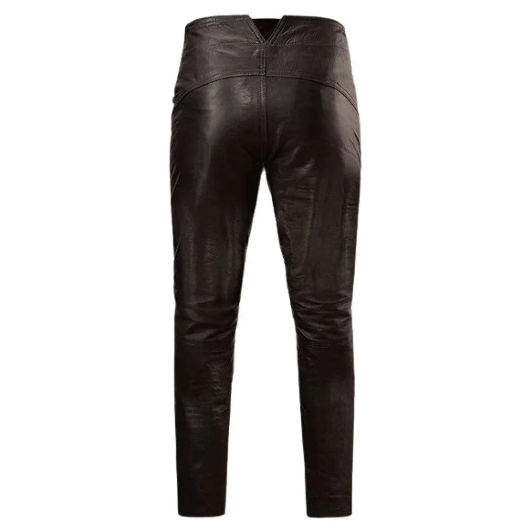 Mens Leather Pants With Double Buckle Closer - TheBougees