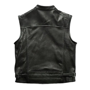 Men Perforated Biker Leather Vests - TheBougees