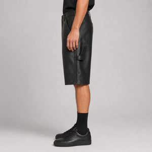 men's black leather carpenter shorts MLS 810035 28