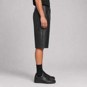 men's black leather carpenter shorts MLS 810035 28